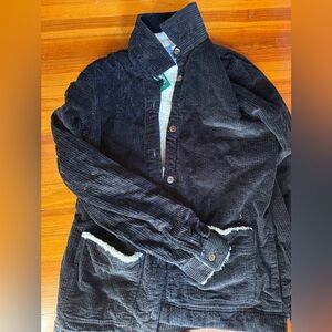 NWT LL Bean Size S Comfort Corduroy Relaxed Shacket Sherpa Lined color navy